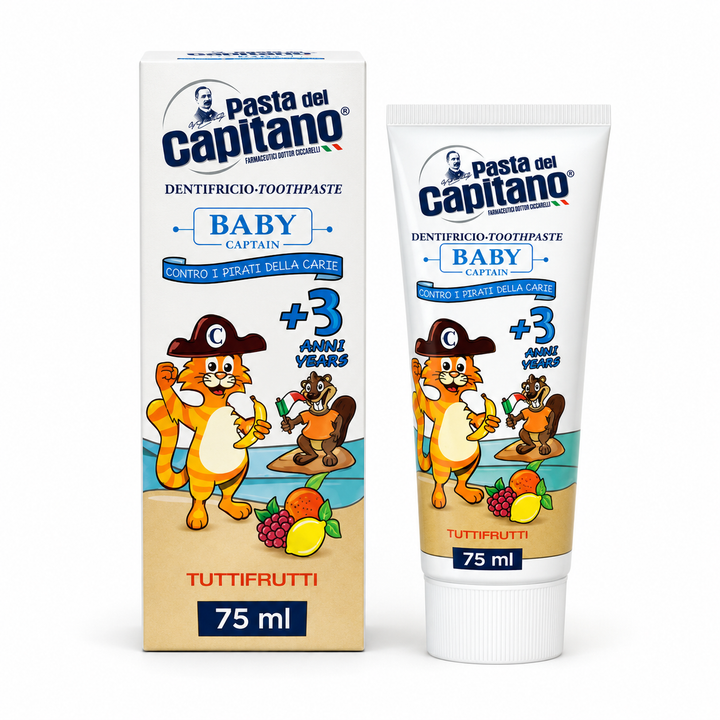 CAPITANO Baby Tuttifrutti Toothpaste For Children From 3 Years - 75ml |كابيتانو معجون اسنان للاطفال من عمر 3 سنوات بنكهة التوت- 75 مل