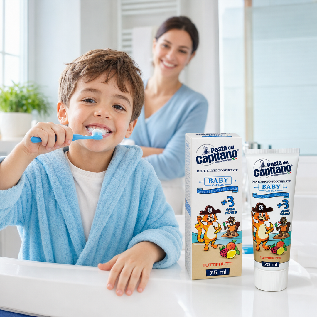 CAPITANO Baby Tuttifrutti Toothpaste For Children From 3 Years - 75ml |كابيتانو معجون اسنان للاطفال من عمر 3 سنوات بنكهة التوت- 75 مل