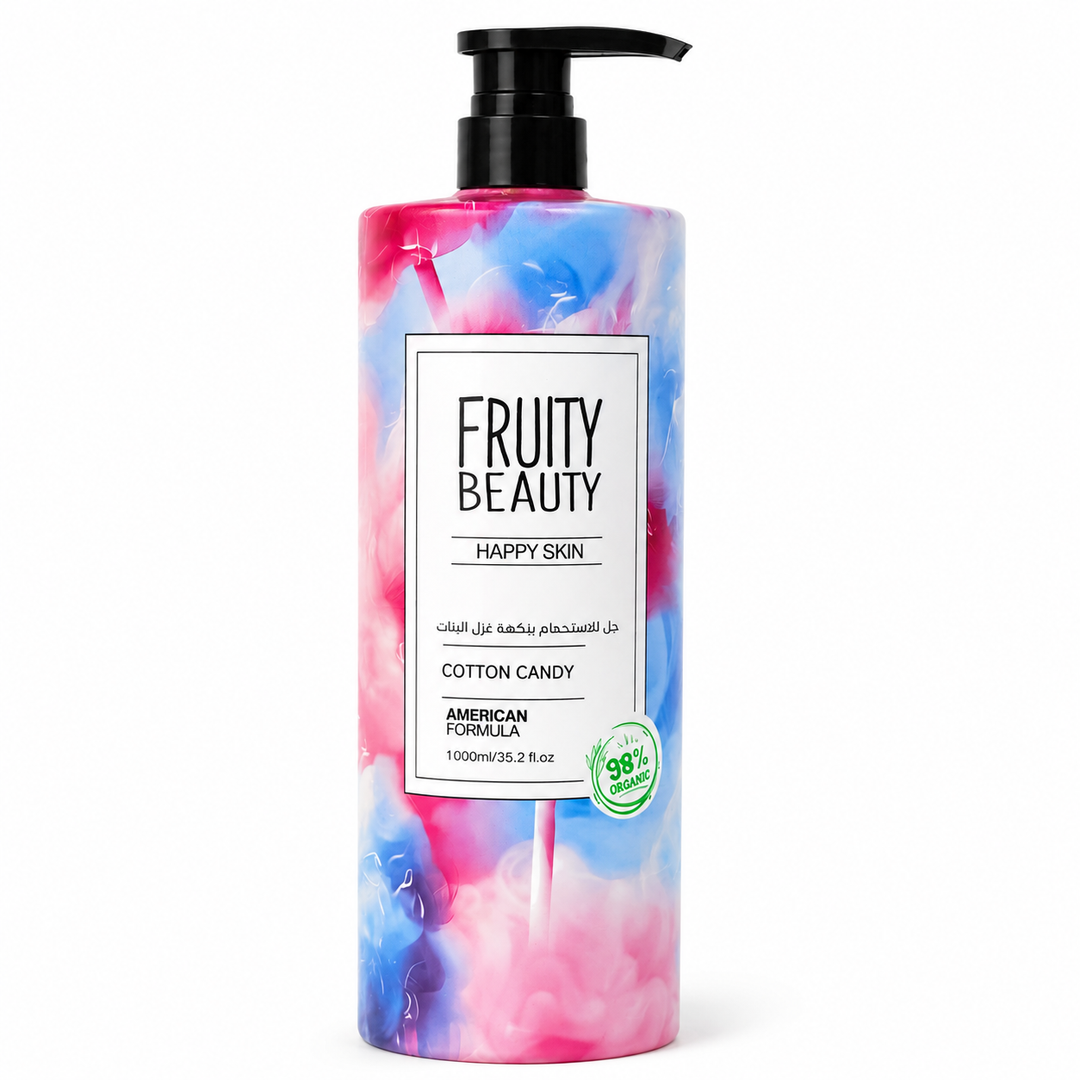 FRUITY BEAUTY Shower Gel Happy Skin Cotton Candy - 1000ml | فروتي بيوتي جل استحمام برائحة غزل البنات - 1000 مل