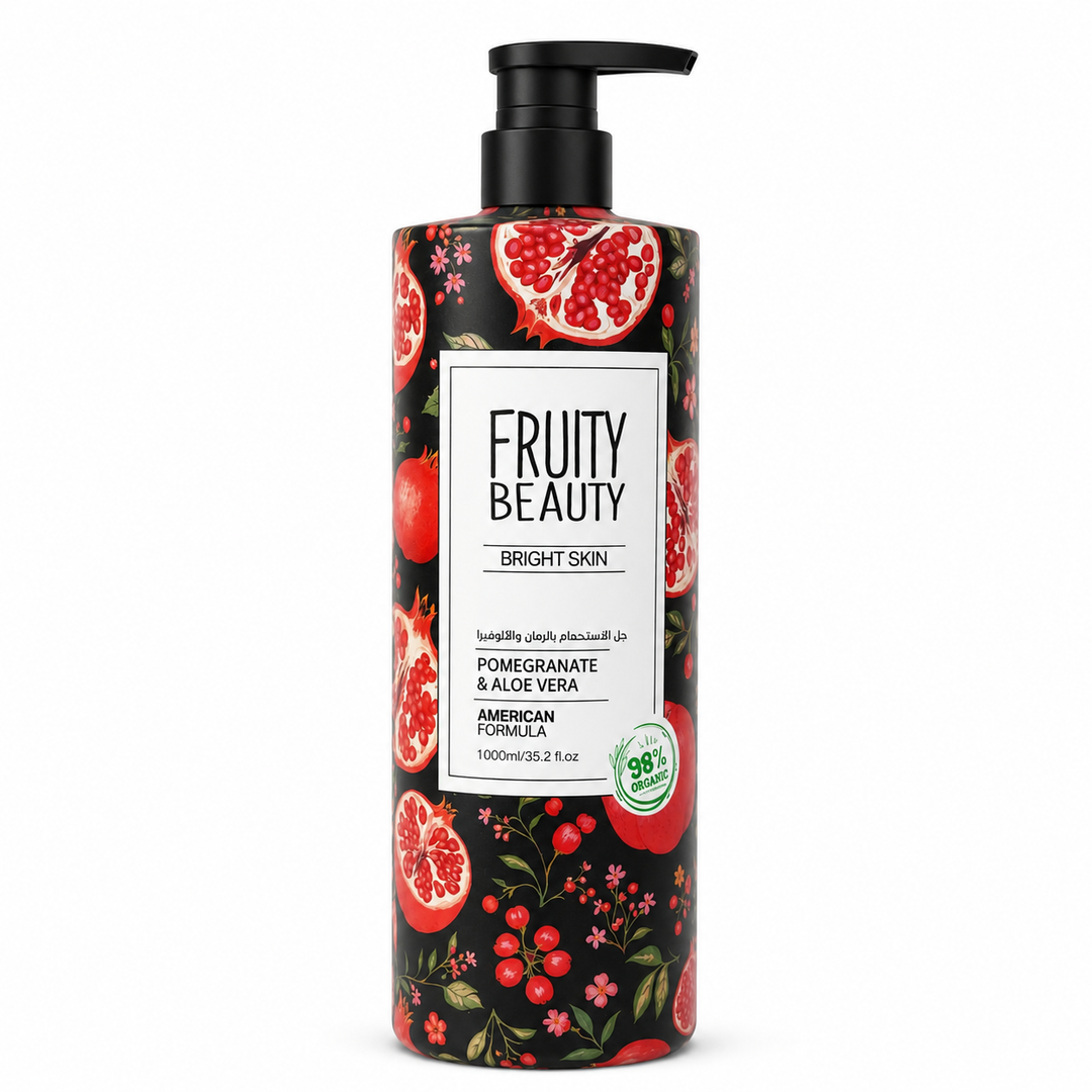 FRUITY BEAUTY Shower Gel Bright Skin Pomegranate & Aloe Vera - 1000ml | فروتي بيوتي شاور جل بالرمان والألوفيرا - 1000مل