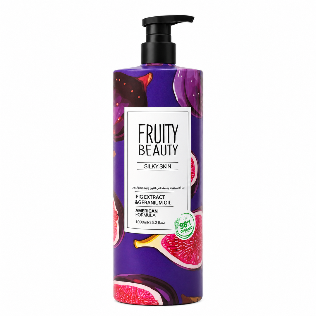 FRUITY BEAUTY Shower Gel Fig Extract & Geranium Oil - 1000ml | فروتي بيوتي جل استحمام بخلاصة التين - 1000مل