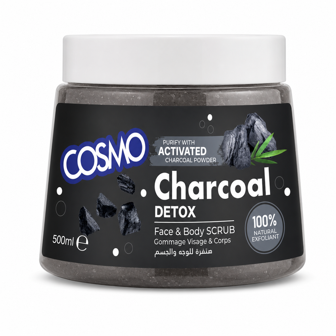 COSMO Charcoal Detox Face & Body Scrub - 500ml | كوزمو مقشر للوجه و الجسم بالفحم النشط - 500 مل