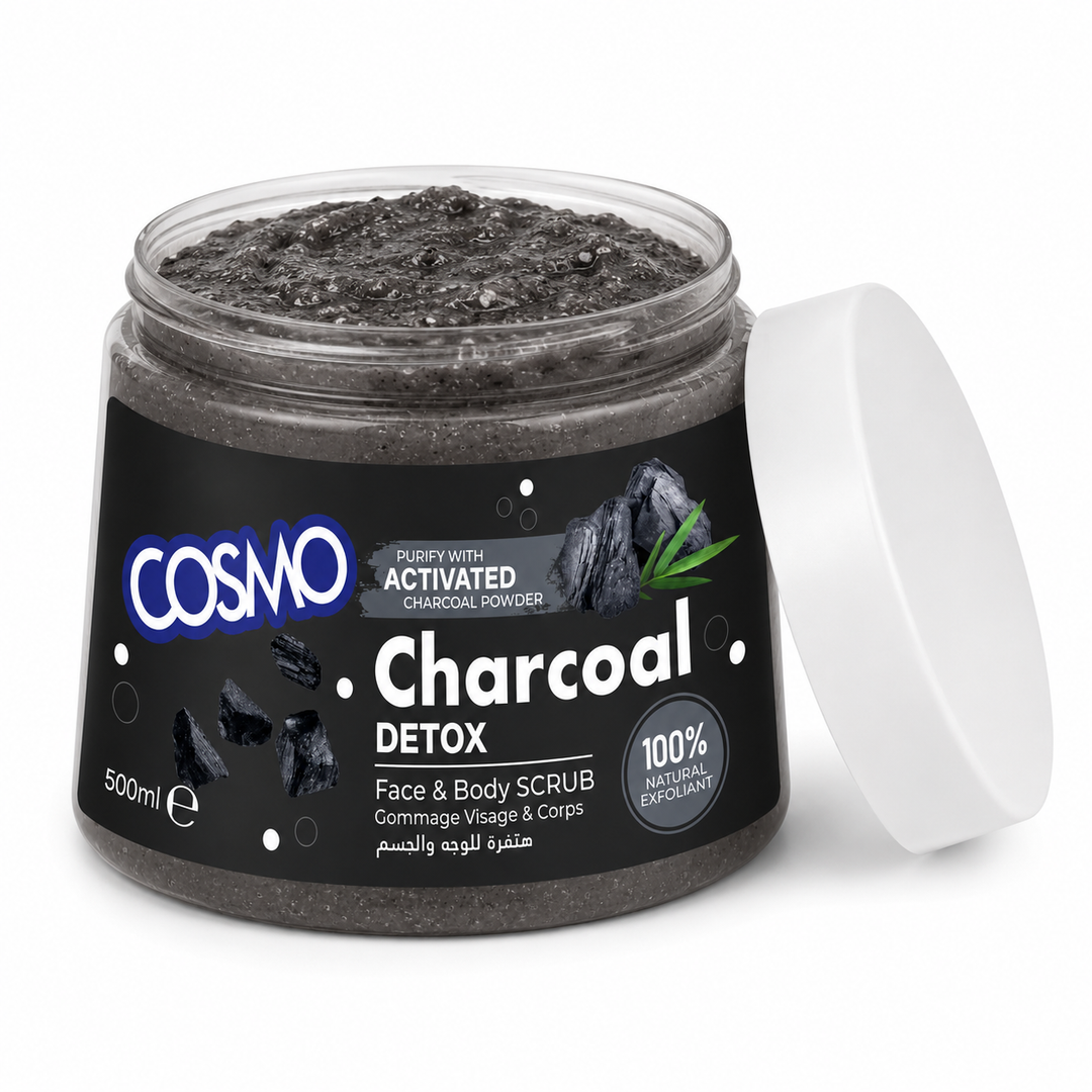 COSMO Charcoal Detox Face & Body Scrub - 500ml | كوزمو مقشر للوجه و الجسم بالفحم النشط - 500 مل