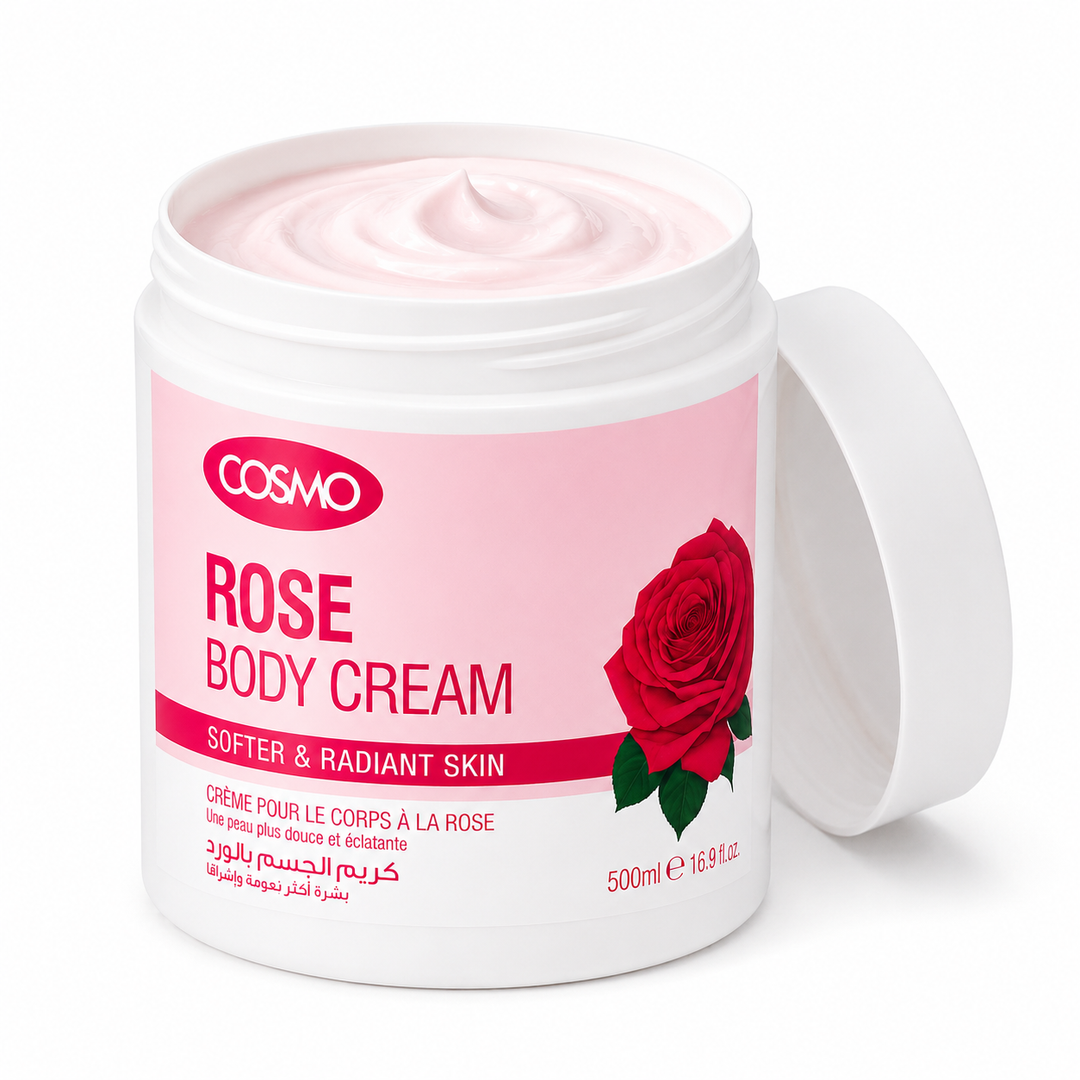 COSMO Rose Body Cream Softer & Radiant Skin - 500ml | كوزمو كريم الجسم برائحة الورد - 500 مل