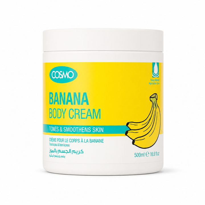 COSMO Banana Body Cream Tones & Smoothens Skin - 500ml | كوزمو كريم للجسم بالموز - 500 مل