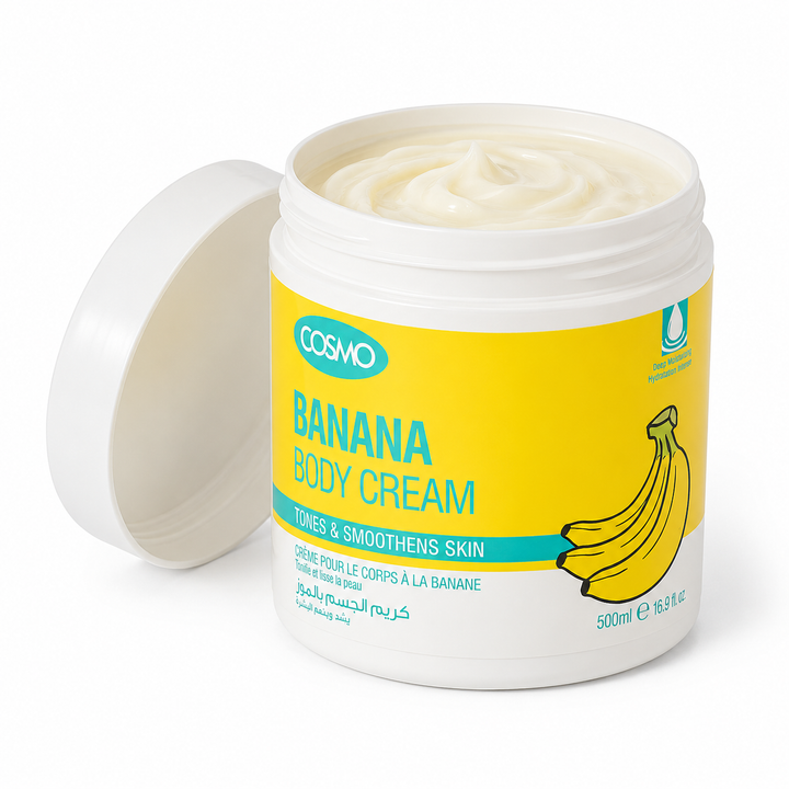 COSMO Banana Body Cream Tones & Smoothens Skin - 500ml | كوزمو كريم للجسم بالموز - 500 مل