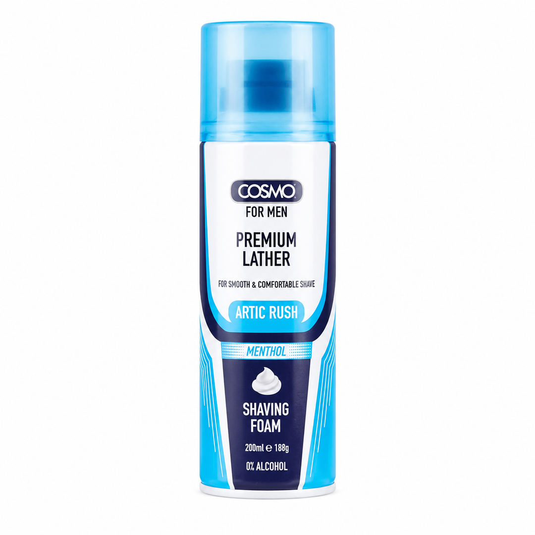 COSMO For Men Premium Lather Artic Rush Shaving Foam - 200ml | كوزمو رغوة حلاقة للرجال حماية مثالية للبشرة - 200 مل