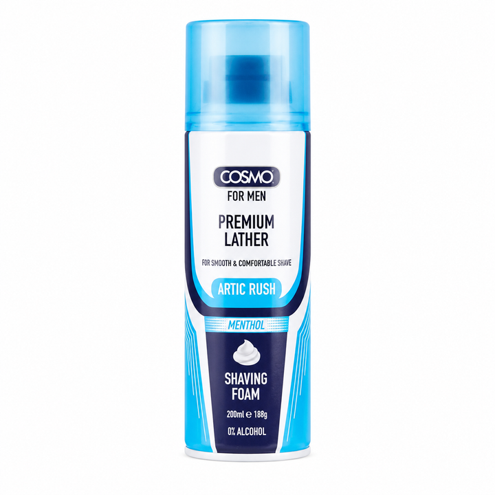 COSMO For Men Premium Lather Artic Rush Shaving Foam - 200ml | كوزمو رغوة حلاقة للرجال حماية مثالية للبشرة - 200 مل