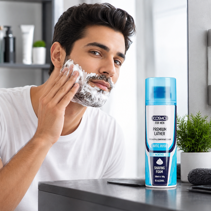 COSMO For Men Premium Lather Artic Rush Shaving Foam - 200ml | كوزمو رغوة حلاقة للرجال حماية مثالية للبشرة - 200 مل