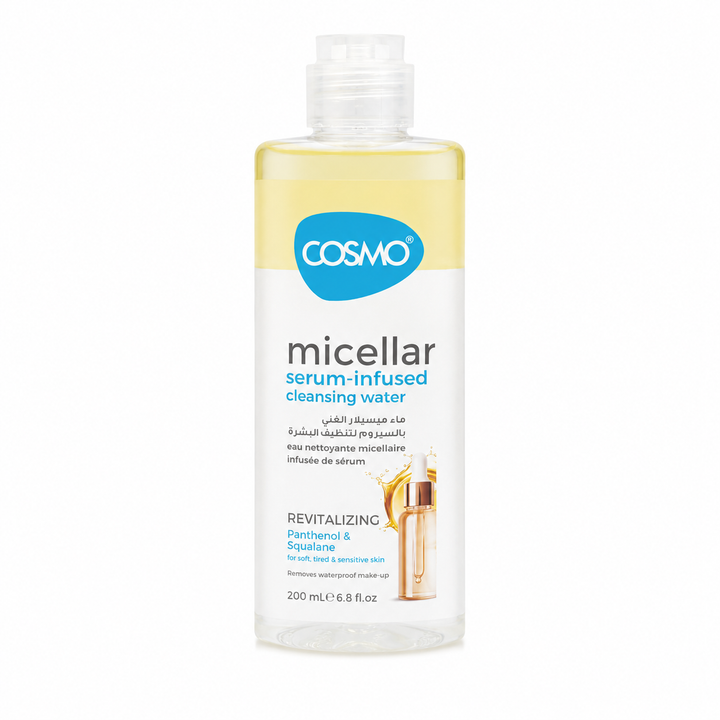 Cosmo Micellar Serum Infused Cleansing Water Revitalizing Panthenol & Squalane - 200ml | ماء ميسيلار منظف للبشرة -200 مل