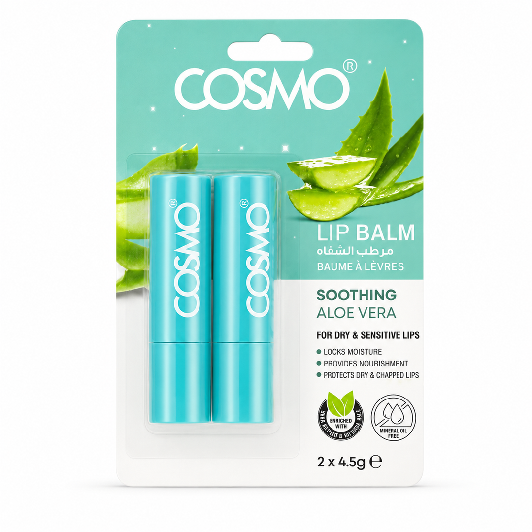 COSMO lip balm soothing aloe vera - 2*4.5g | كوزمو مرطب شفاه بالالوفيرا - 2*4.5 غرام