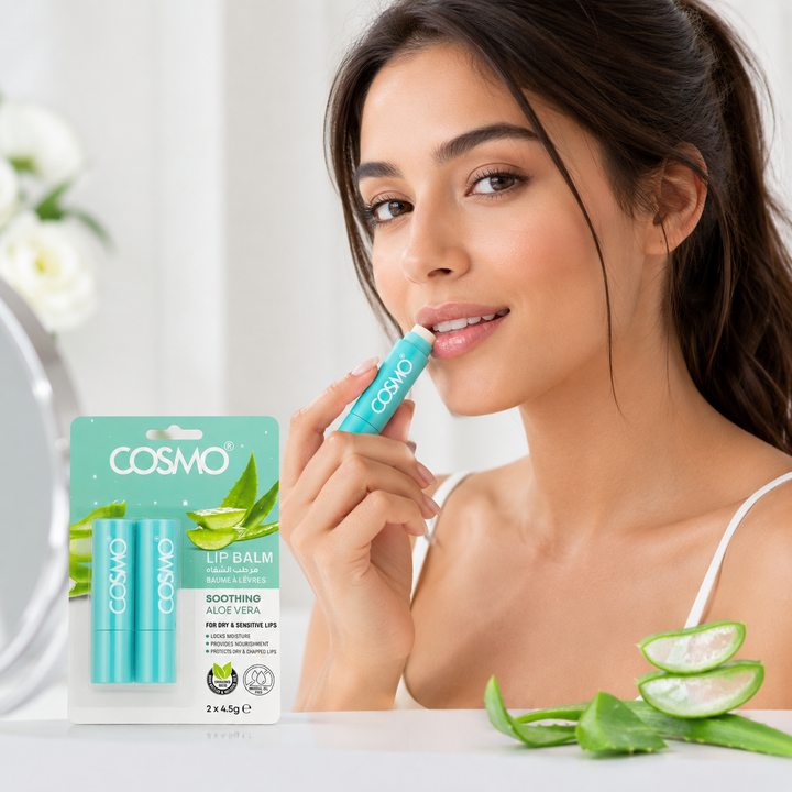 COSMO lip balm soothing aloe vera - 2*4.5g | كوزمو مرطب شفاه بالالوفيرا - 2*4.5 غرام