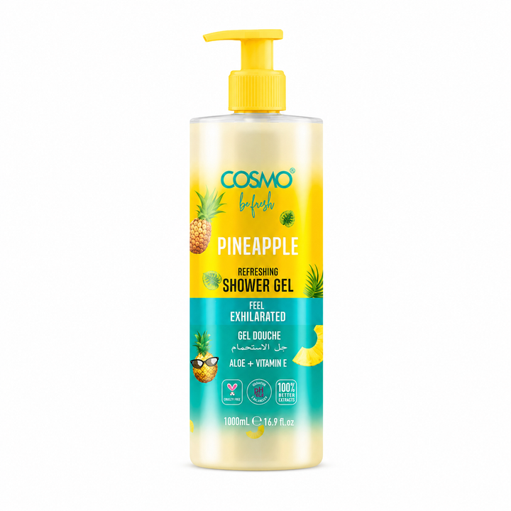 COSMO Pineapple Pefreshing Shower Gel - 1000ml| كوزمو جل استحمام للجسم برائحة الأناناس -1000 مل