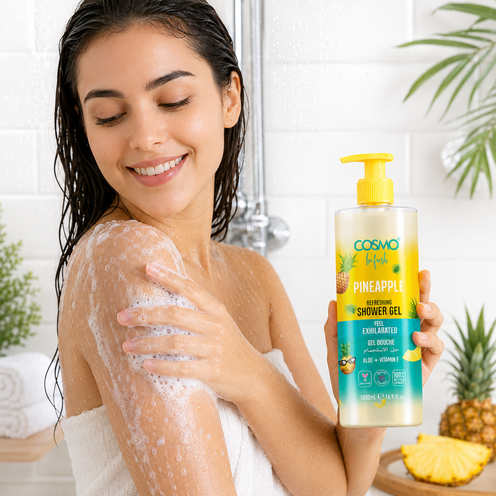COSMO Pineapple Pefreshing Shower Gel - 1000ml| كوزمو جل استحمام للجسم برائحة الأناناس -1000 مل