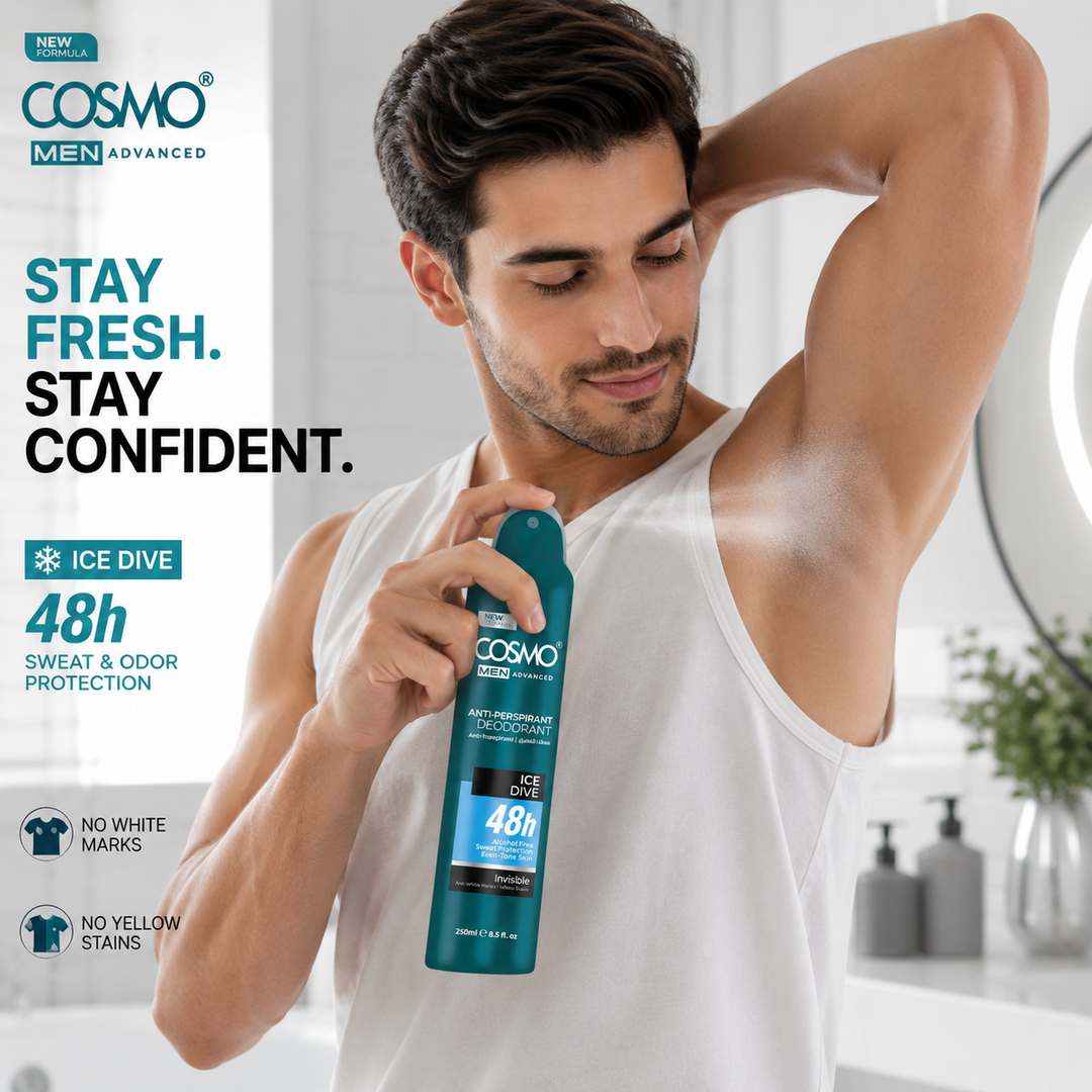 COSMO Ice Dive 6 In 1 Anti-Perspirant Deodorant - 250ml | كوزمو ديوداران مزيل التعرق للرجال آيس دايف 6 في 1 - 250 مل
