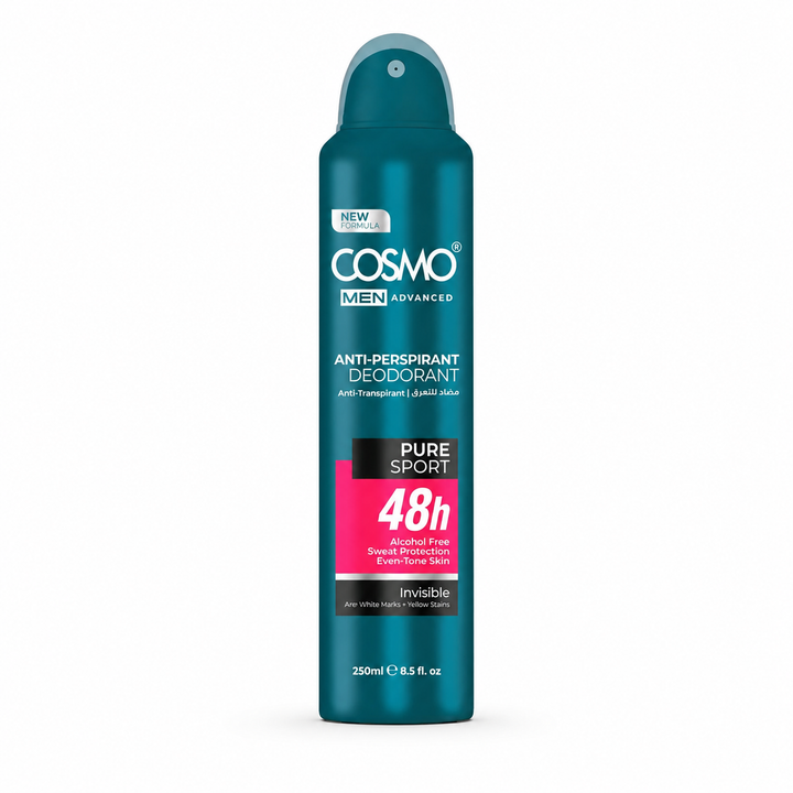 COSMO Pure Sport 6 In 1 Anti-Perspirant Deodorant - 250ml | كوزمو بخاخ مزيل للتعرق للرجال بيور سبورت 6 في 1 - 250 مل