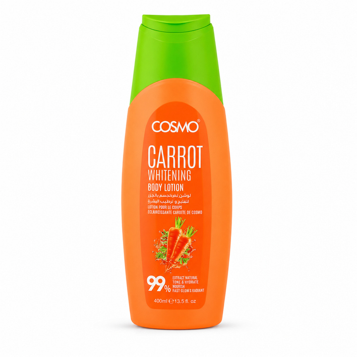 Cosmo Carrot Body Lotion for Skin Whitening - 400ml | كوزمو لوشن جسم بالجزر لتفتيح البشرة – 400 مل