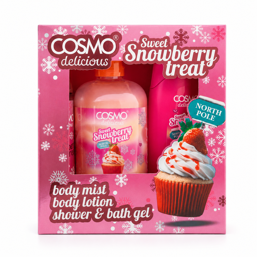 Cosmo Sweet Snowberry  Body Mist Body Lotion Shower & Bath Gel | كوزمو سويت سنوبيري مجموعة ميست للجسم ولوشن للجسم وجل الاستحمام
