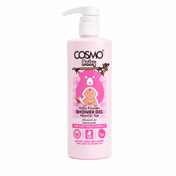Cosmo Baby Powder Head to Toe Shower Gel - 500ml | كوزمو جل استحمام  بيبي باودر من الرأس إلى القدم - 500مل