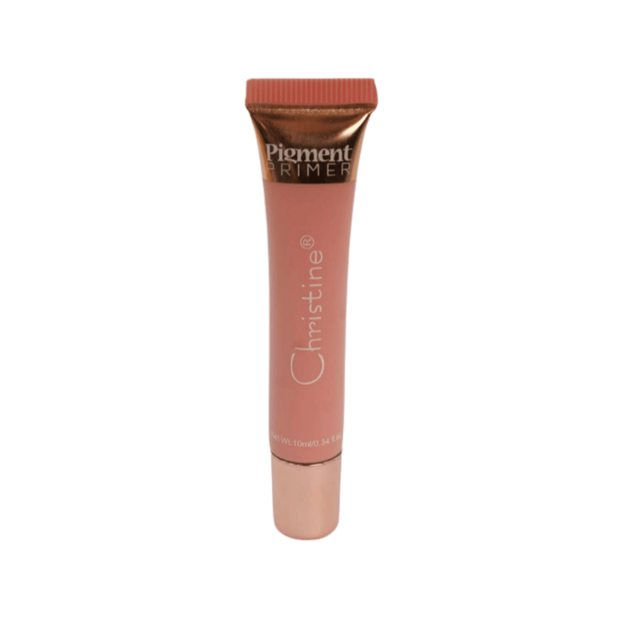 Christine Pigment Primer, 10 ml, pink squeeze tube with rose-gold cap and metallic brown label.