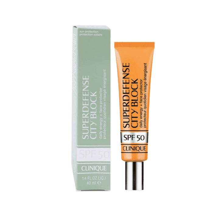 Clinique Superdefense City Block SPF 50 face protector 40ml orange tube with green box