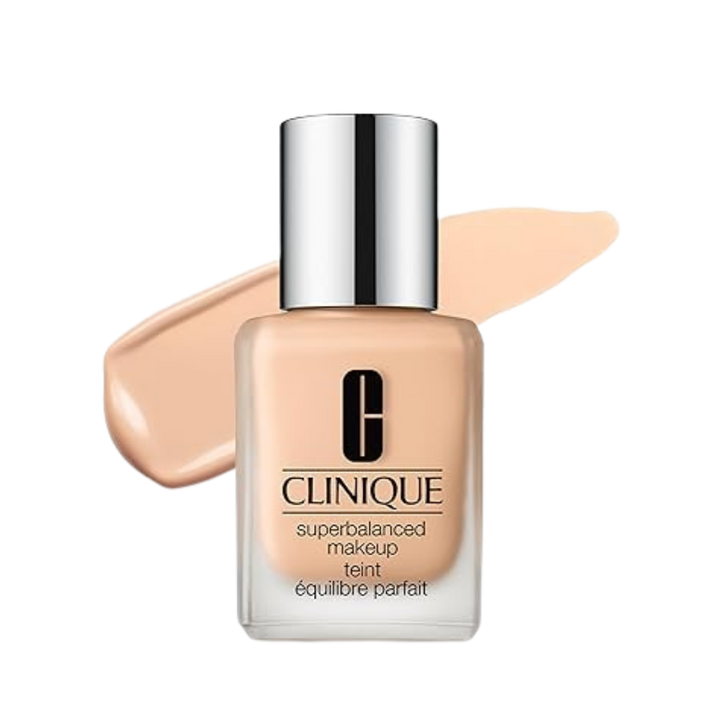 Clinique Superbalanced liquid foundation, 30ml glass bottle with silver cap and beige formula
