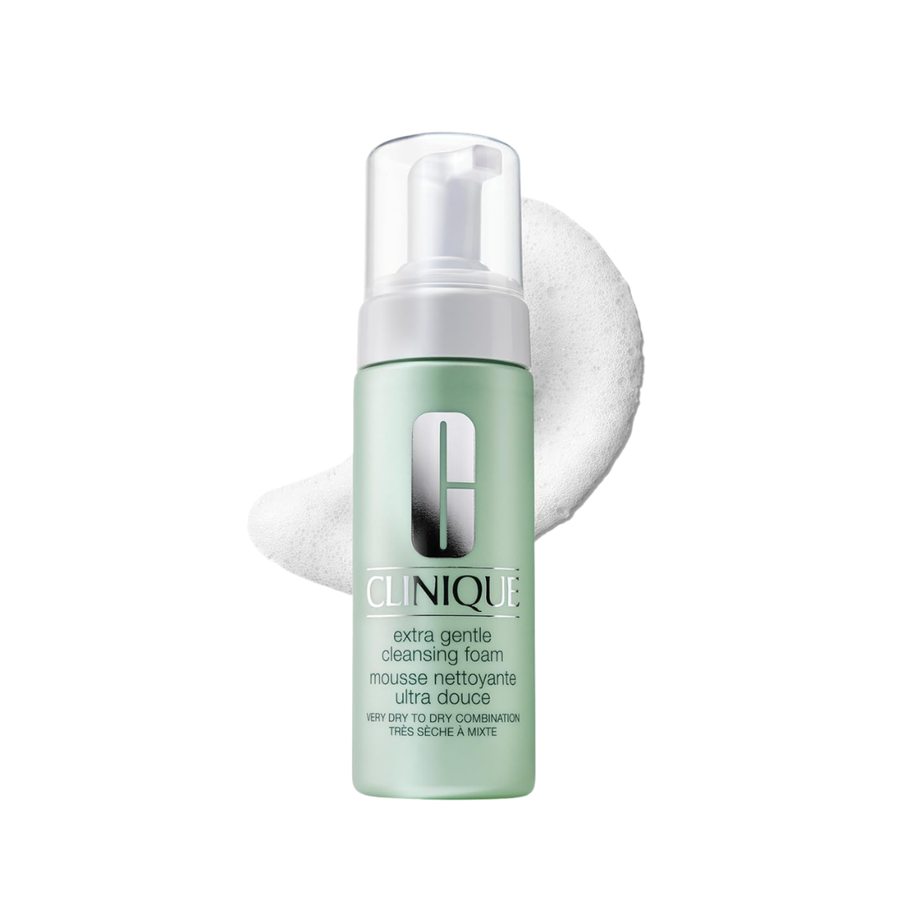 Clinique Extra Gentle Cleansing Foam, 125ml, in pale green pump bottle with clear cap