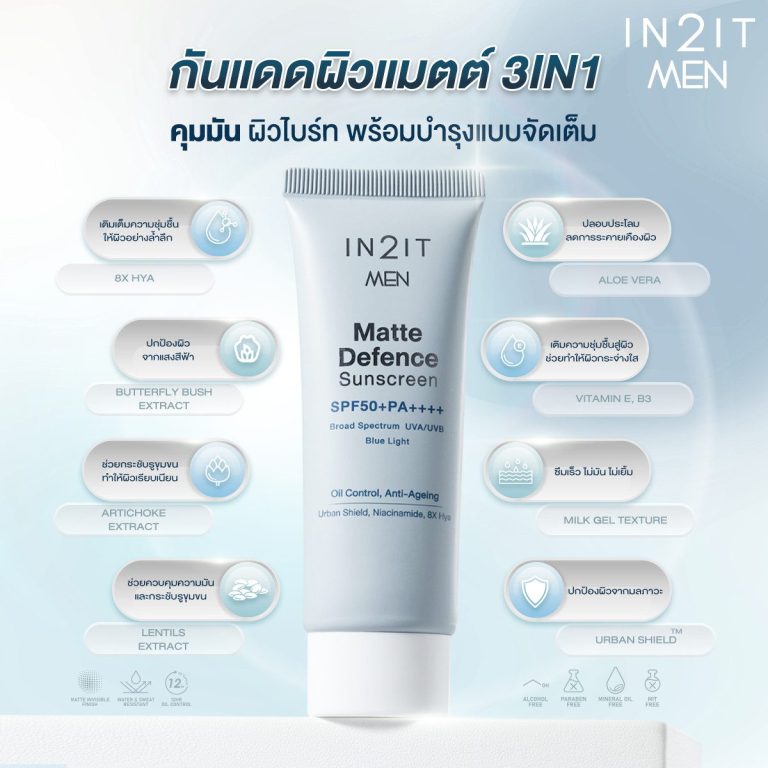 In2It Men Matte Defence Sunscreen Spf50 Pa - 40g | ان تو ات كريم واقي شمسي للرجال spf50 - 40 غرام