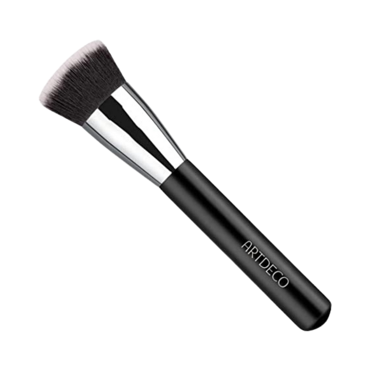 Artdeco flat foundation brush with a black handle and silver ferrule.