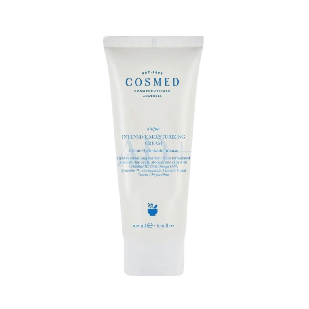 Cosmed Atopia Intensive Moisturizing Cream AD+ 200ml white tube for dry sensitive skin.