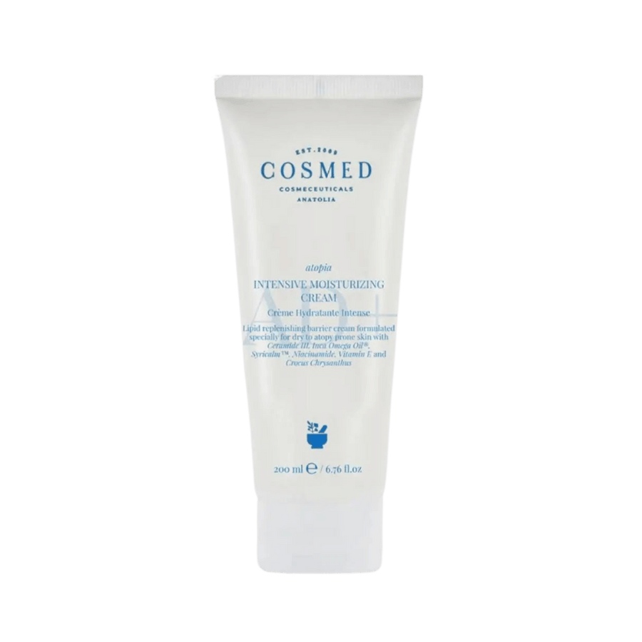 Cosmed Atopia Intensive Moisturizing Cream AD+ 200ml white tube for dry sensitive skin.