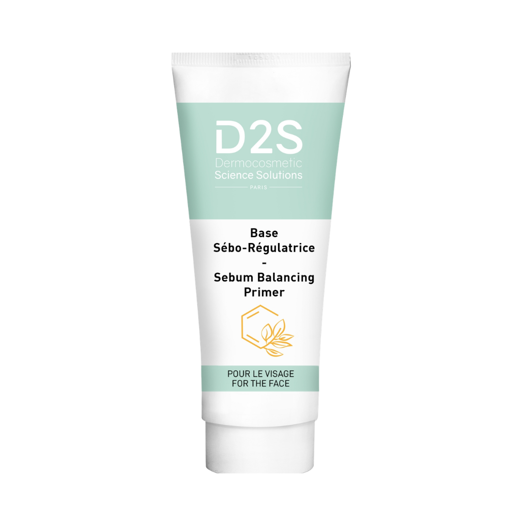 D2S Sebum Balancing Primer, 200ml, in a white squeeze tube with mint-green label and white cap