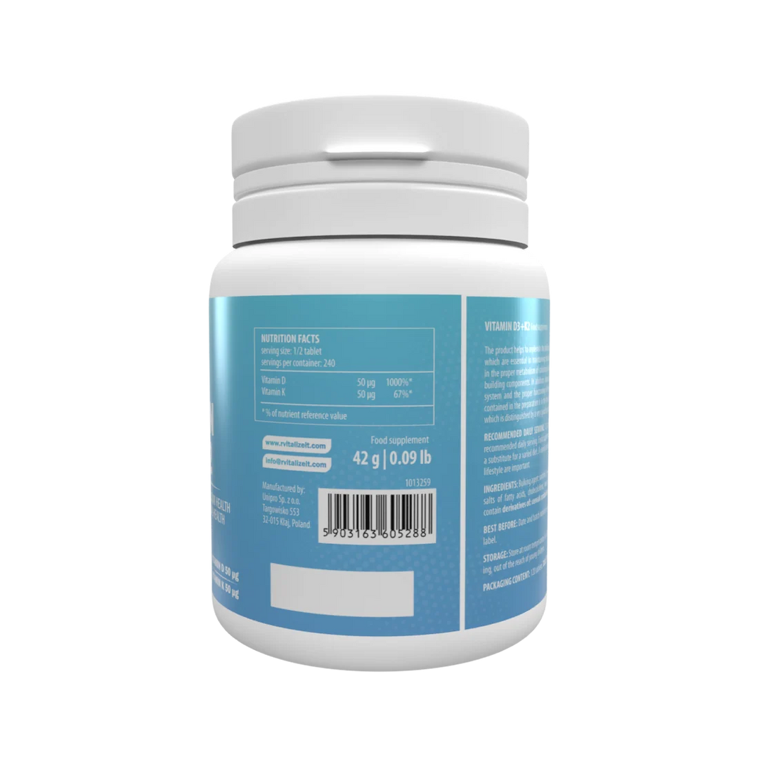 Rvit Vitamin D3+ K2 - 120 Tablets | ارفيت فيتامين د3 + ك2 - 120 قرص