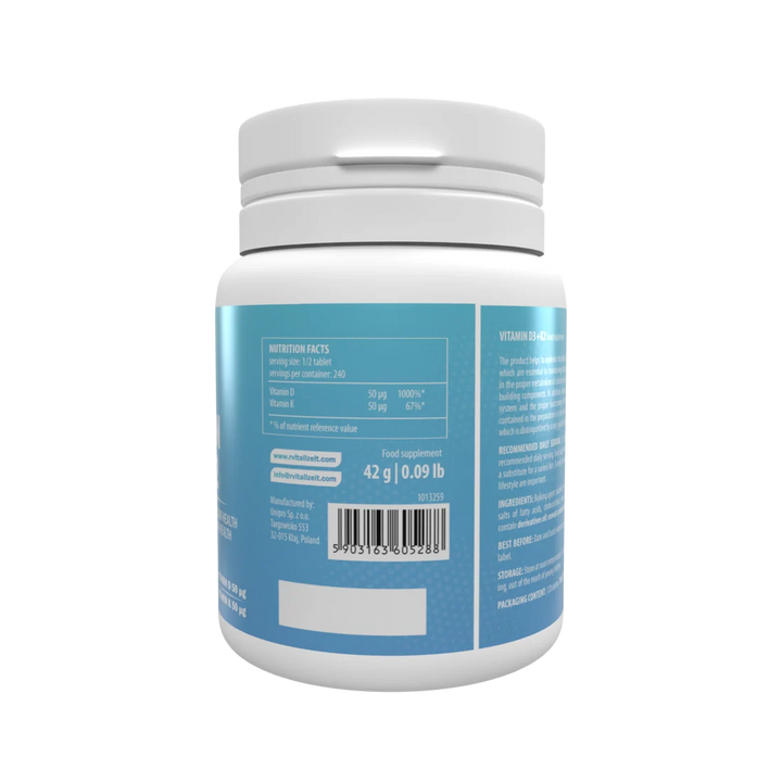Rvit Vitamin D3+ K2 - 120 Tablets | ارفيت فيتامين د3 + ك2 - 120 قرص
