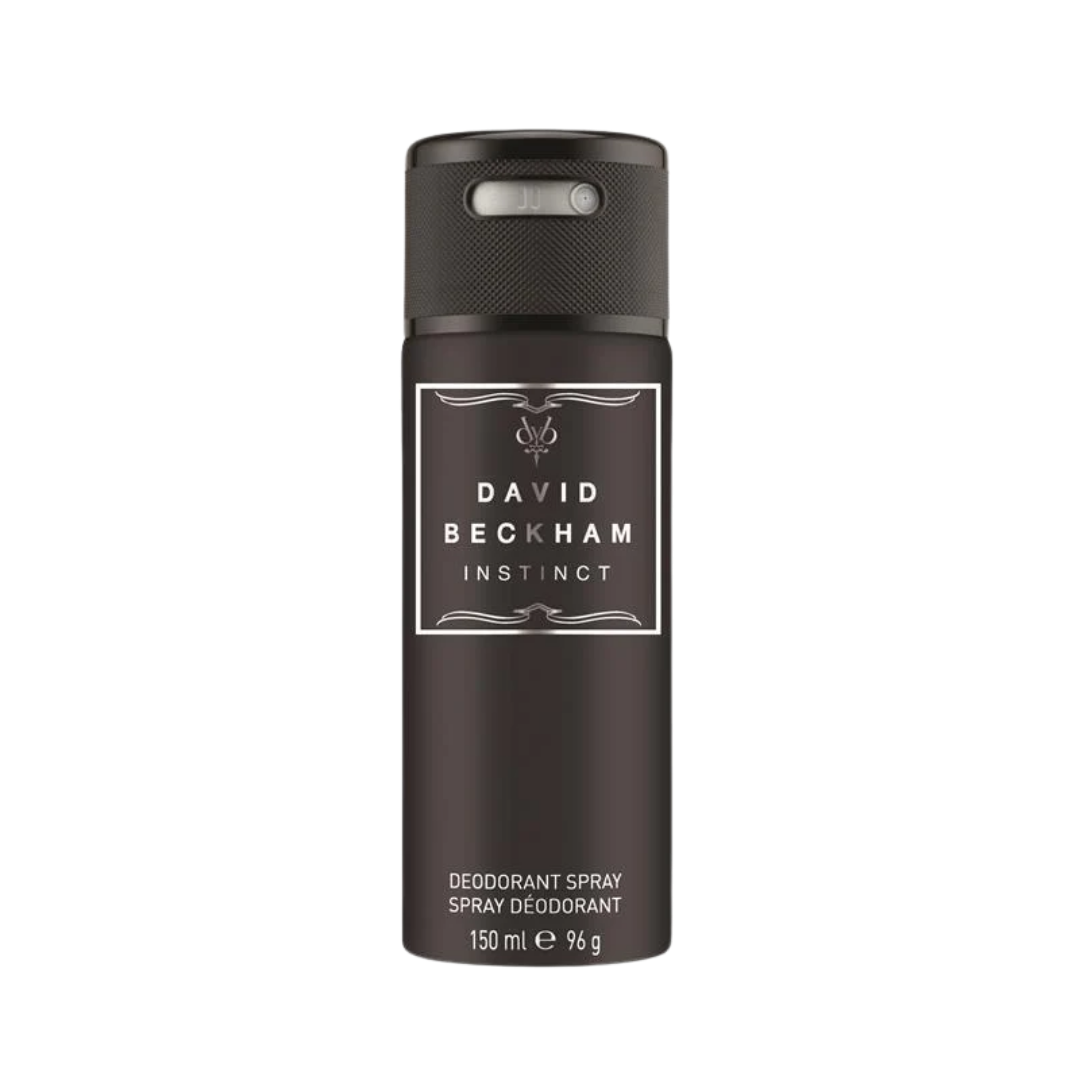 David Beckham Classic Homme deodorant body spray 150ml silver aerosol can with black cap and geometric pattern