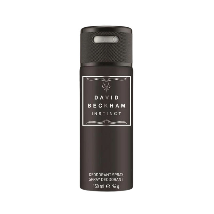 David Beckham Classic Homme deodorant body spray 150ml silver aerosol can with black cap and geometric pattern