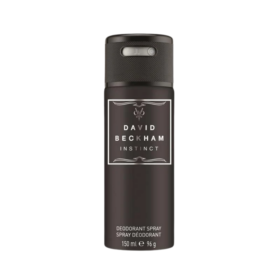 David Beckham Classic Homme deodorant body spray 150ml silver aerosol can with black cap and geometric pattern