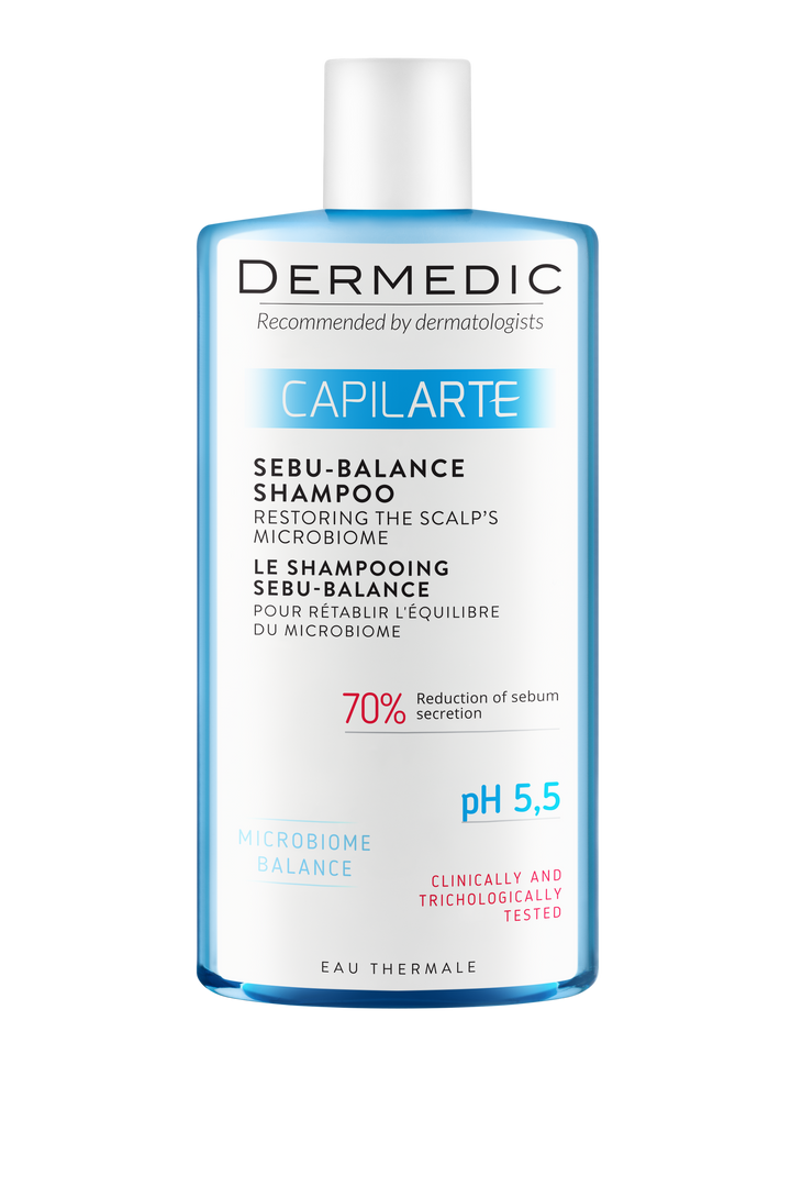 DERMEDIC Sebu-Balance Shampoo restoring the scalp microbiome - 300ml | ديرمديك شامبو معالج للفروة الدهنية ومضاد للتساقط -300  مل
