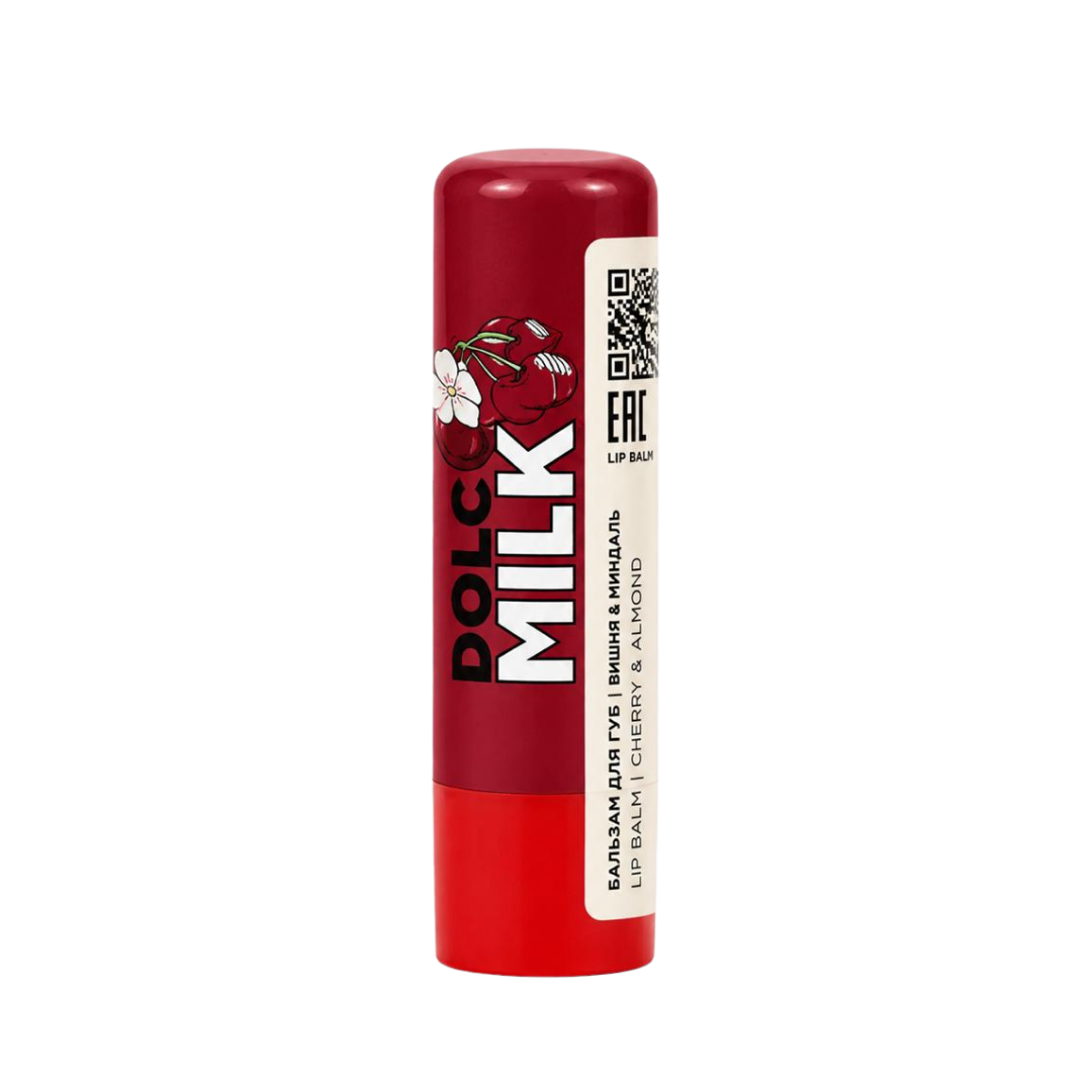 Dolce Milk Cherry lip balm 4g red stick with cherry graphic and white side label