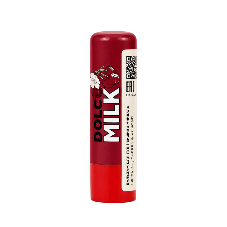 Dolce Milk Cherry lip balm 4g red stick with cherry graphic and white side label