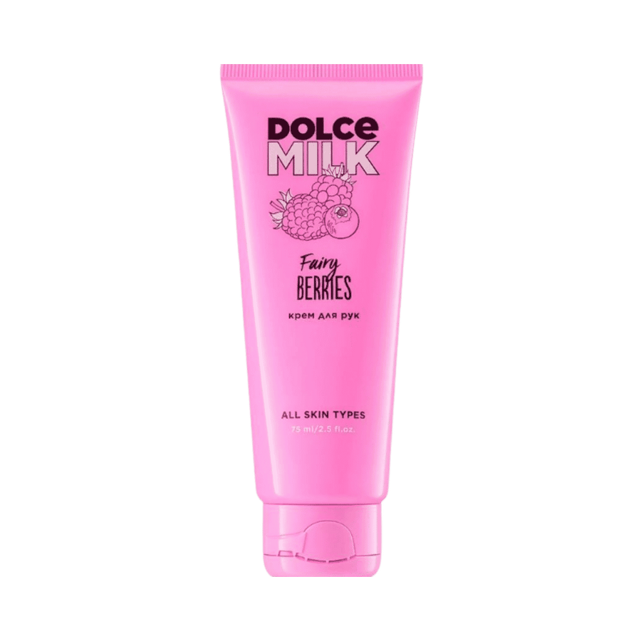 Dolce Milk Fairy Berries hand cream, 75ml, pink tube for all skin types.