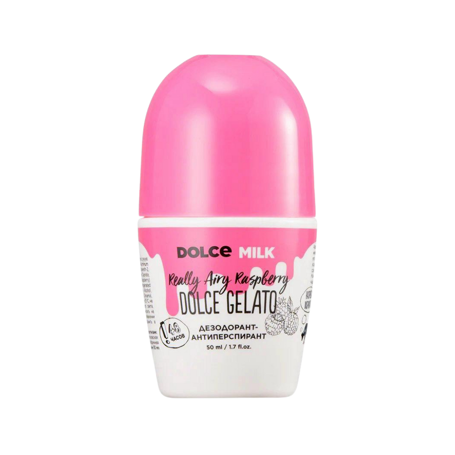 Dolce Milk Really Airy Raspberry antiperspirant deodorant 50ml pink roll-on bottle with white label