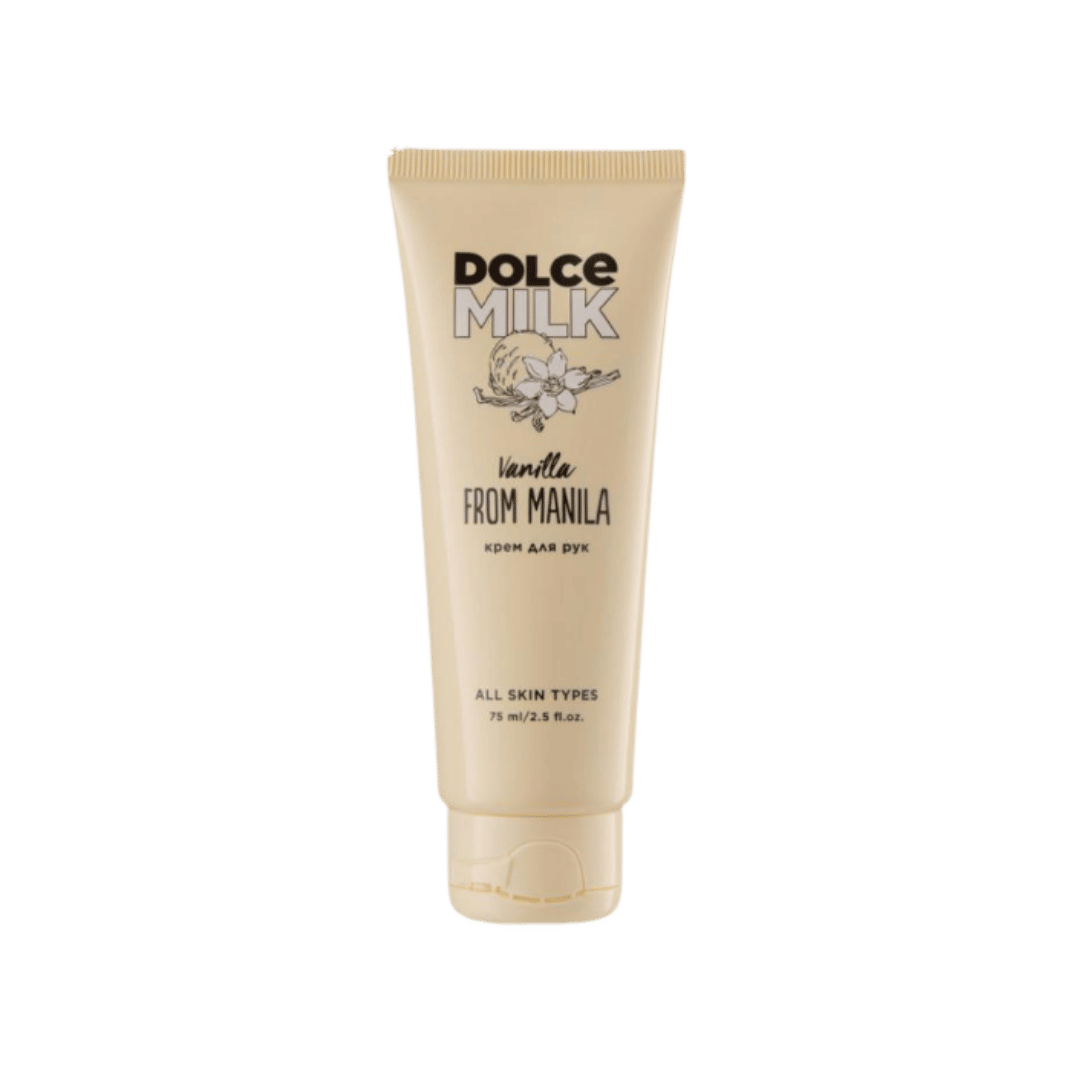 Dolce Milk Vanilla From Manila hand cream, 75ml, beige tube for all skin types.
