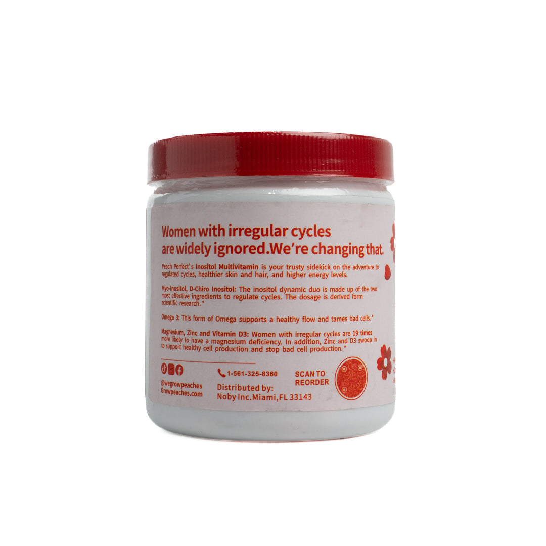 Peach Perfect Inositol Multivitamin - 120 Capsules | بيتش برفكت فيتامينات مكمل غذائي يساعد في تنظيم الدورة الشهرية  - 120 كبسولة