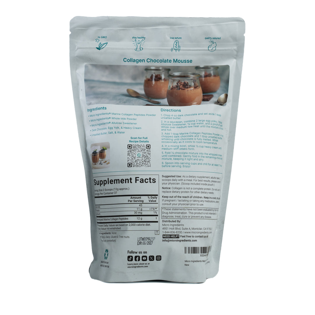 microingredients Marine Collagen Protein Powder - 454g | مايكرو انجريديانز كولاجين بحري بدون نكهة - 454غ