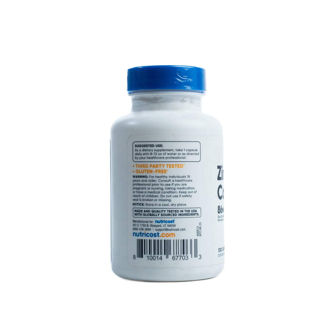 Nutricost Zinc Carnosine 86mg - 120 Capsules | نوتريكوست زنك كارنوسين 86 ملغ - 120 كبسولة