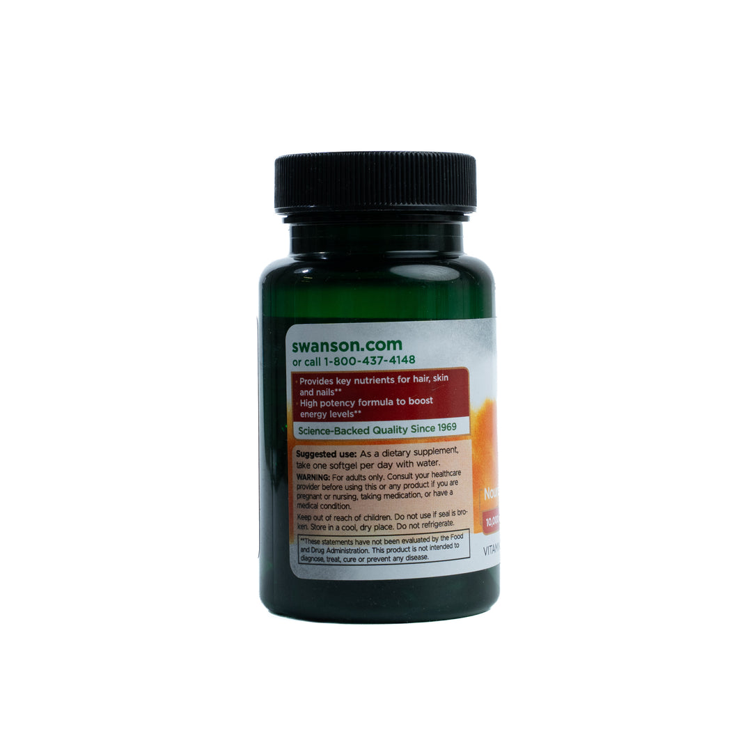 Swanson Biotin Nourishes Hair, Skin and Nails 10000 mcg - 60 Softgels | سوانسون كبسولات البيوتين لدعم صحة الجلد والشعر والأظافر 10000 مكغ - 60 كبسولة