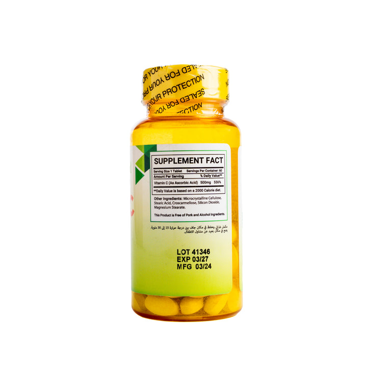 Vita Ground Nutrition Vitamin C 500 Mg Immune Health 60 Tablets | فيتا جراوند نيوترشن فيتامين C بتركيز 500 ملغ – 60 قرص