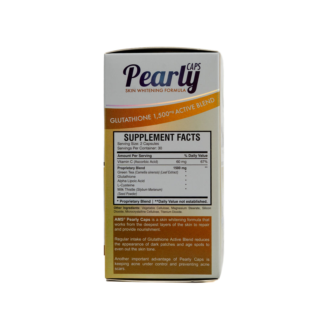 AMS Pearly Glutathione Skin Whitening Formula 60 capsules | ايه ام اس بيرلي بالجلوتاثيون لتفتيح البشرة – 60 كبسولة