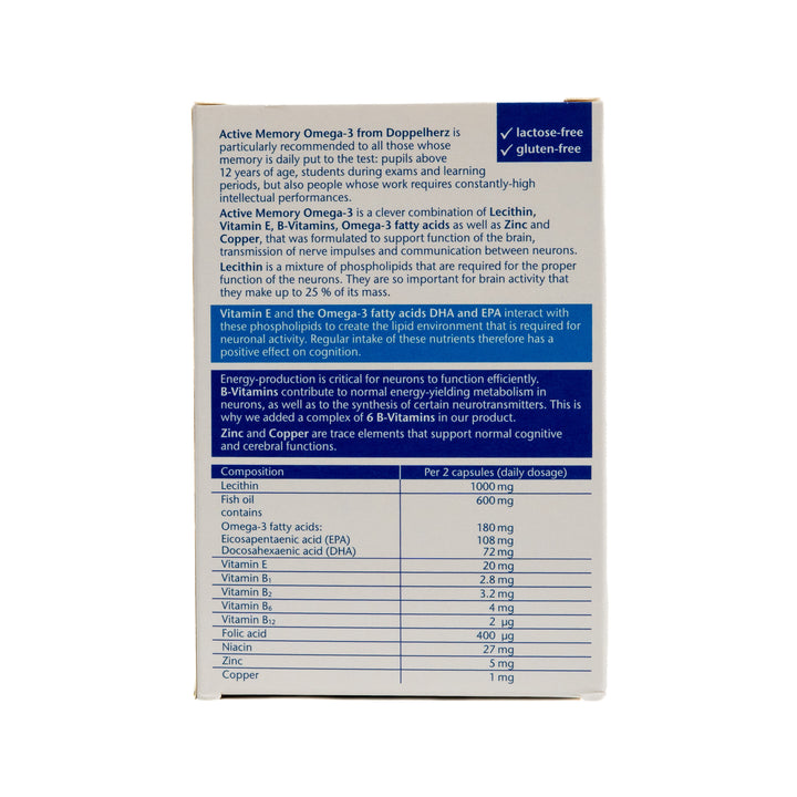 DOPPEL HERZ Aktiv Active Memory OMEGA 3 - 30 Capsules | دوبل هيرز مكمل لدعم الذاكرة اوميغا 3 - 30 كبسولة